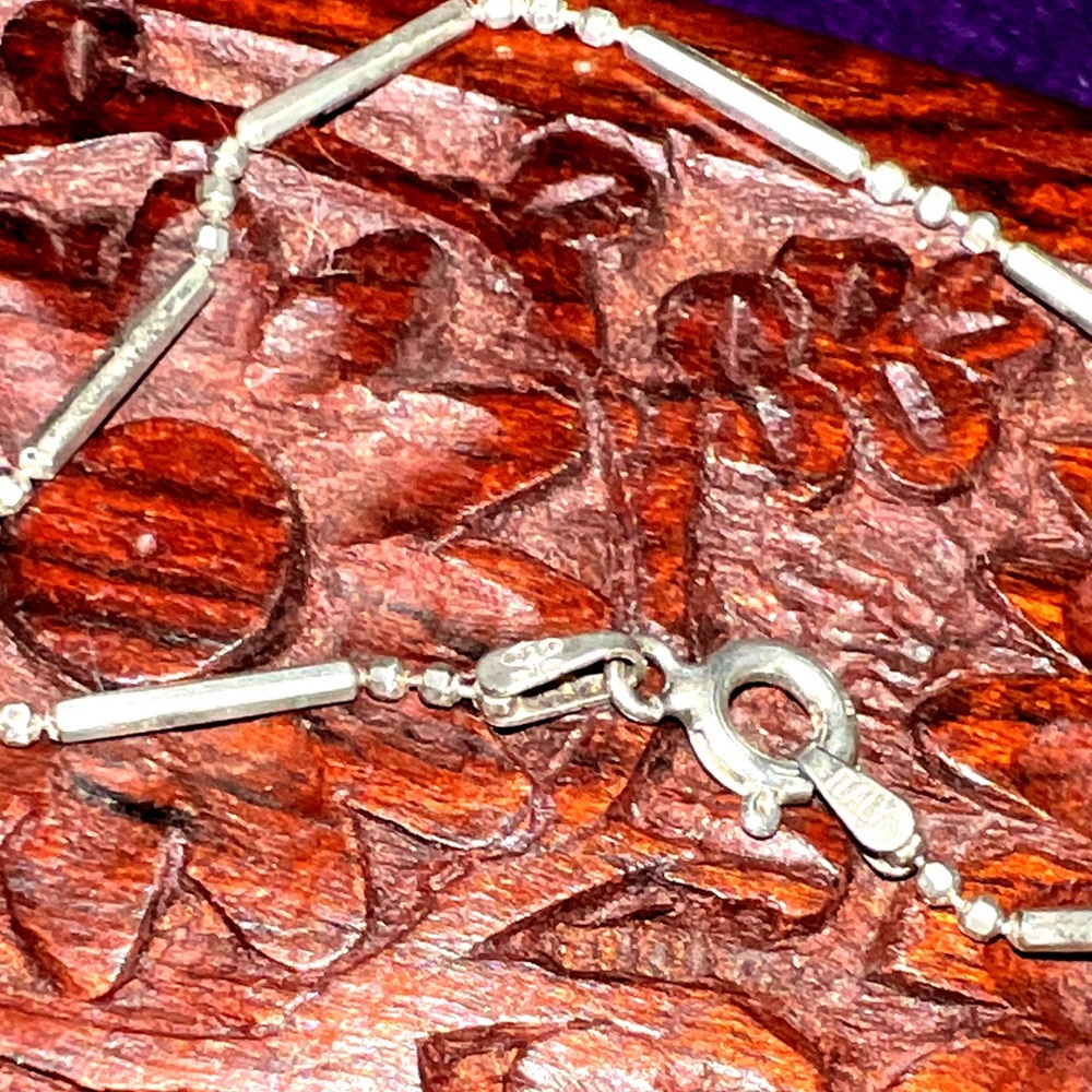 Vintage bead silver bracelet size‎ 7”